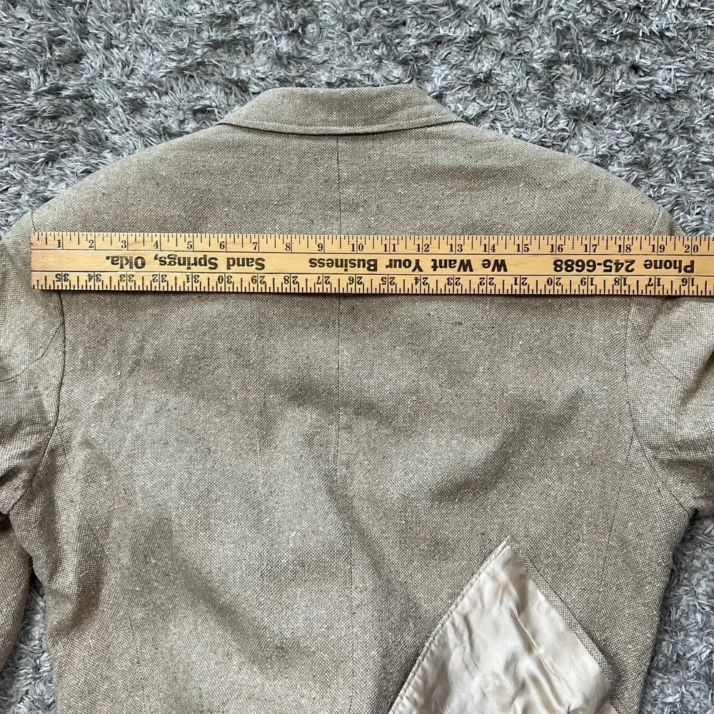 VTG 90s Lands' End Silk‎ Sport Coat Blazer Men 41R Beige Prep Coastal USA